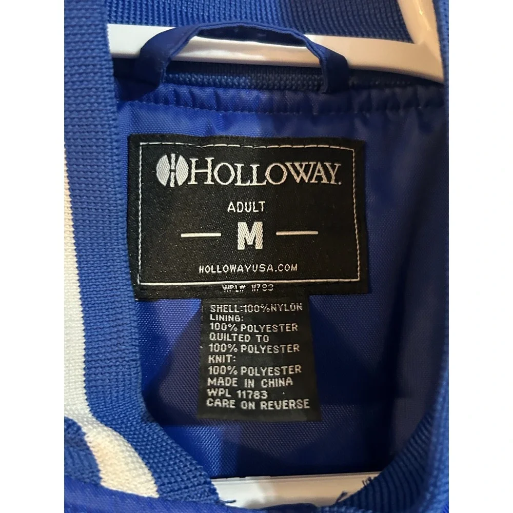 Holloway Mens Blue BC Varsity Bomber Jacket Snap Front Quilted Lined Medium
